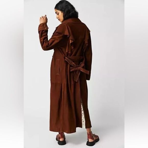 Free People Nigel Preston Long Ruffle English Coat/ size S - Picture 1 of 11